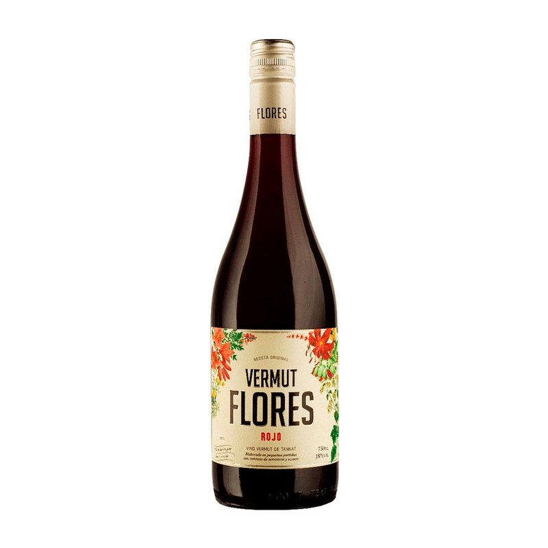 Botella de Vermut Flores Rojo
