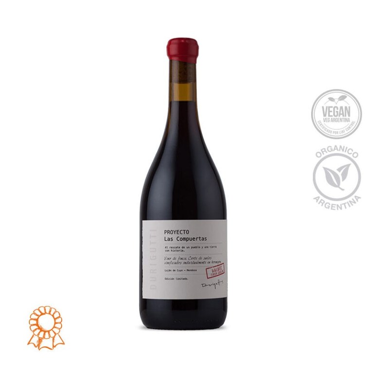 Botella de Durigutti Organic Las Compuertas Malbec Cinco Suelos
