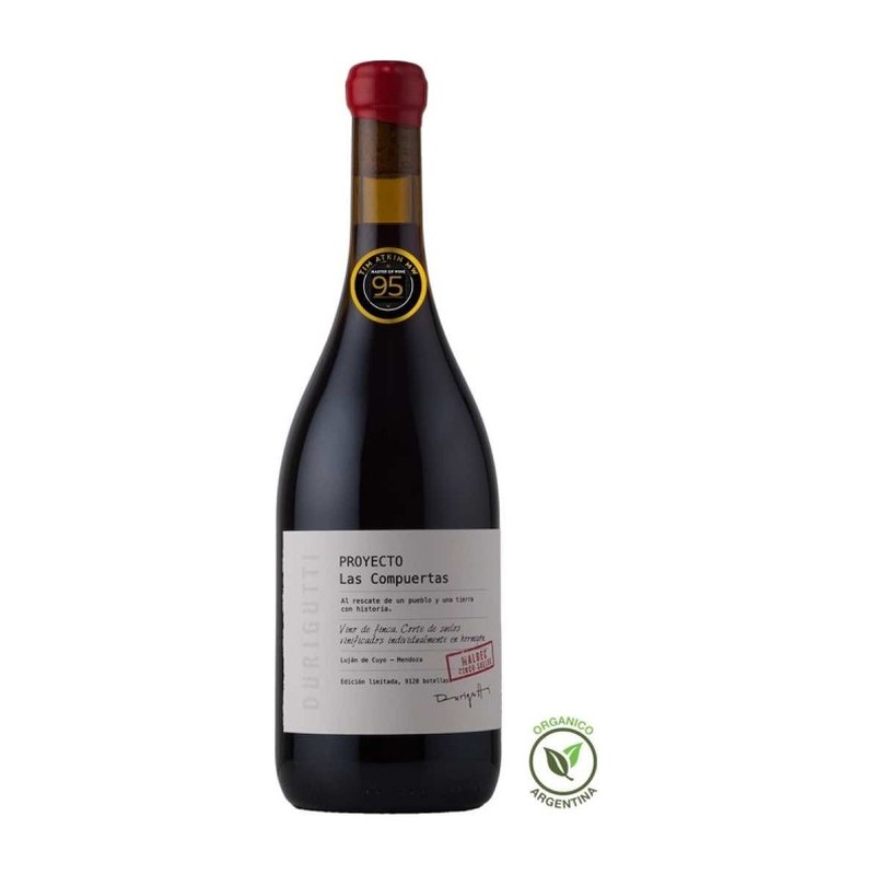 Botella de Durigutti Organic Las Compuertas Cabernet Franc